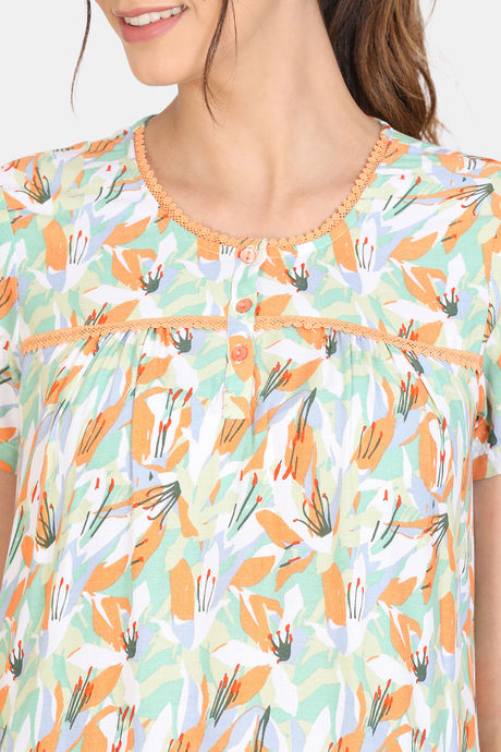 Zivame Pretty Floral Rayon Full Length Nightdress - Spring Bud — image 5